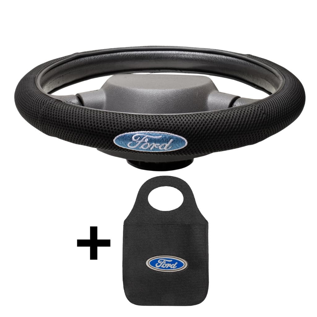 Capa de Volante FORD Bordada E Reforçada + Lixeira De Carro