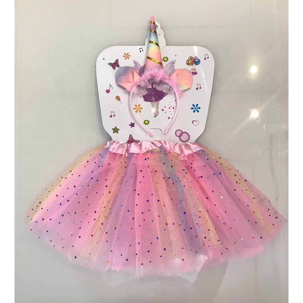 Fantasia Unicórnio Menina Carnaval Halloween Rosa Colorida – Opção Saia + Tiara ou Saia + Tiara + Body