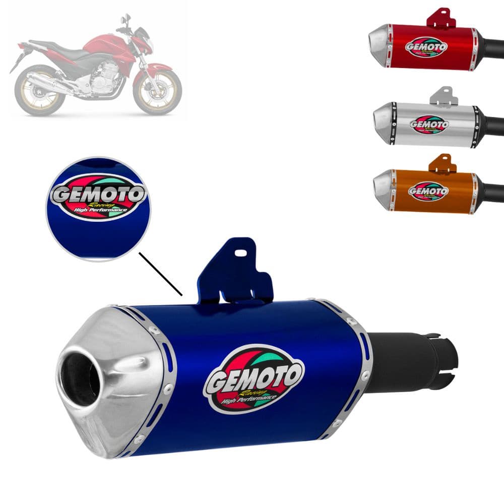 Ponteira Escapamento Moto Gemoto Racing 3 Trioval Honda Cb 300 2009 2010 2011 2012 2013 2014 Em Aço