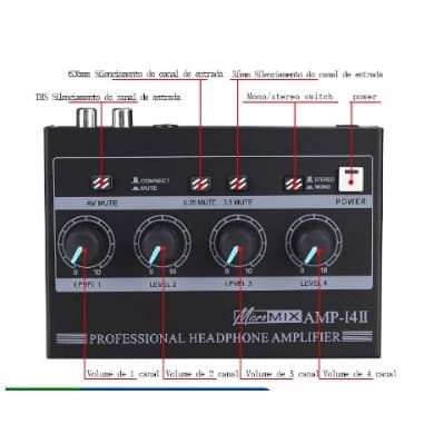 Amplificador De Fones Ouvido P2 P10 Distribuidor Audio 8 Ch