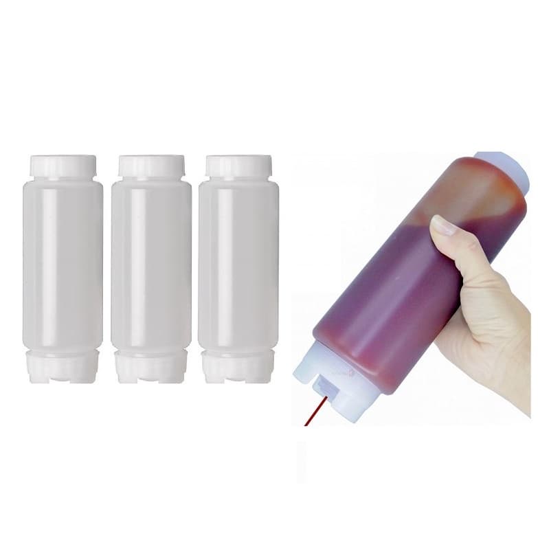 Bisnaga Invertida Para Molho Tempero Ketchup Maionese 470ml Fifo 3 Unidades