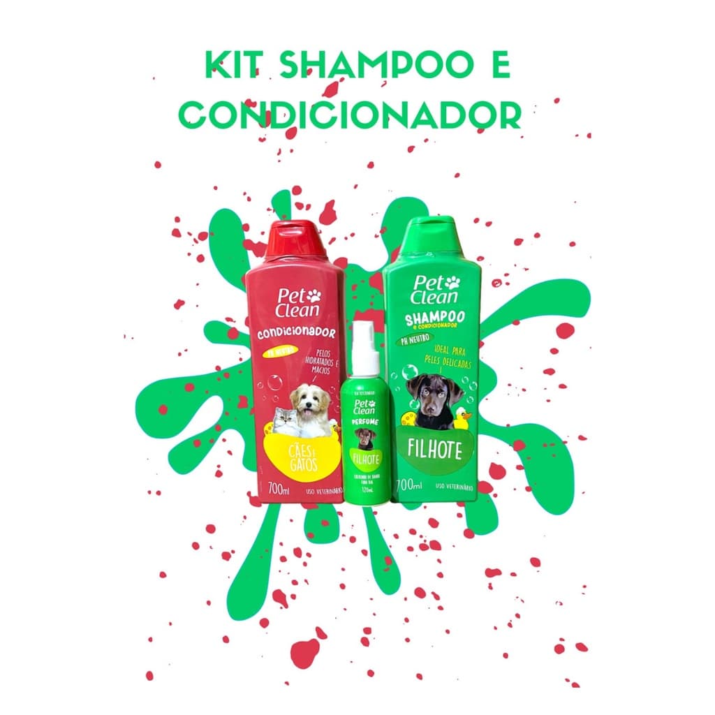 Kit Shampoo & Condicionador & Perfume Cachorro e Gato