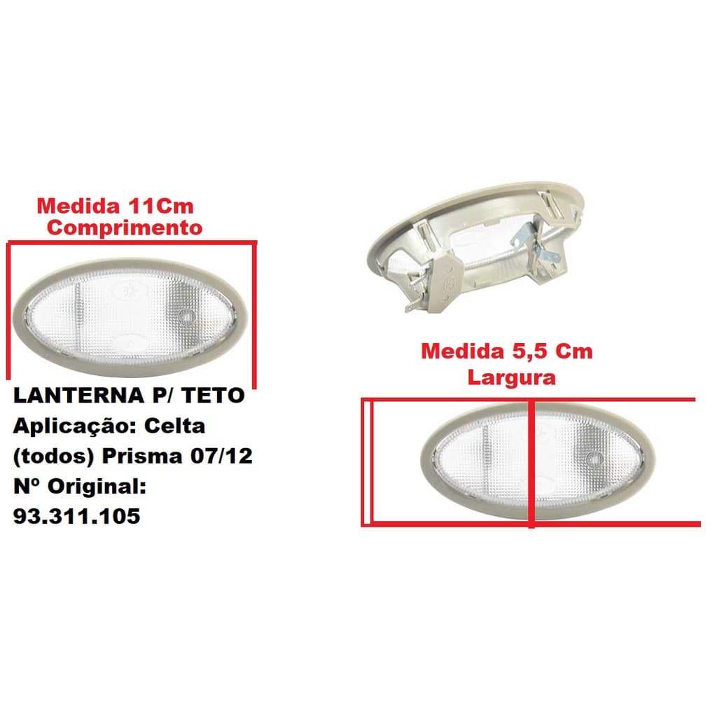 Lanterna Luz de Teto Chevrolet Celta 2001 2002 2003 2008 2009 2010 2011 2012 2013 Prisma 2007 2008 2009 2010 LED 36 113