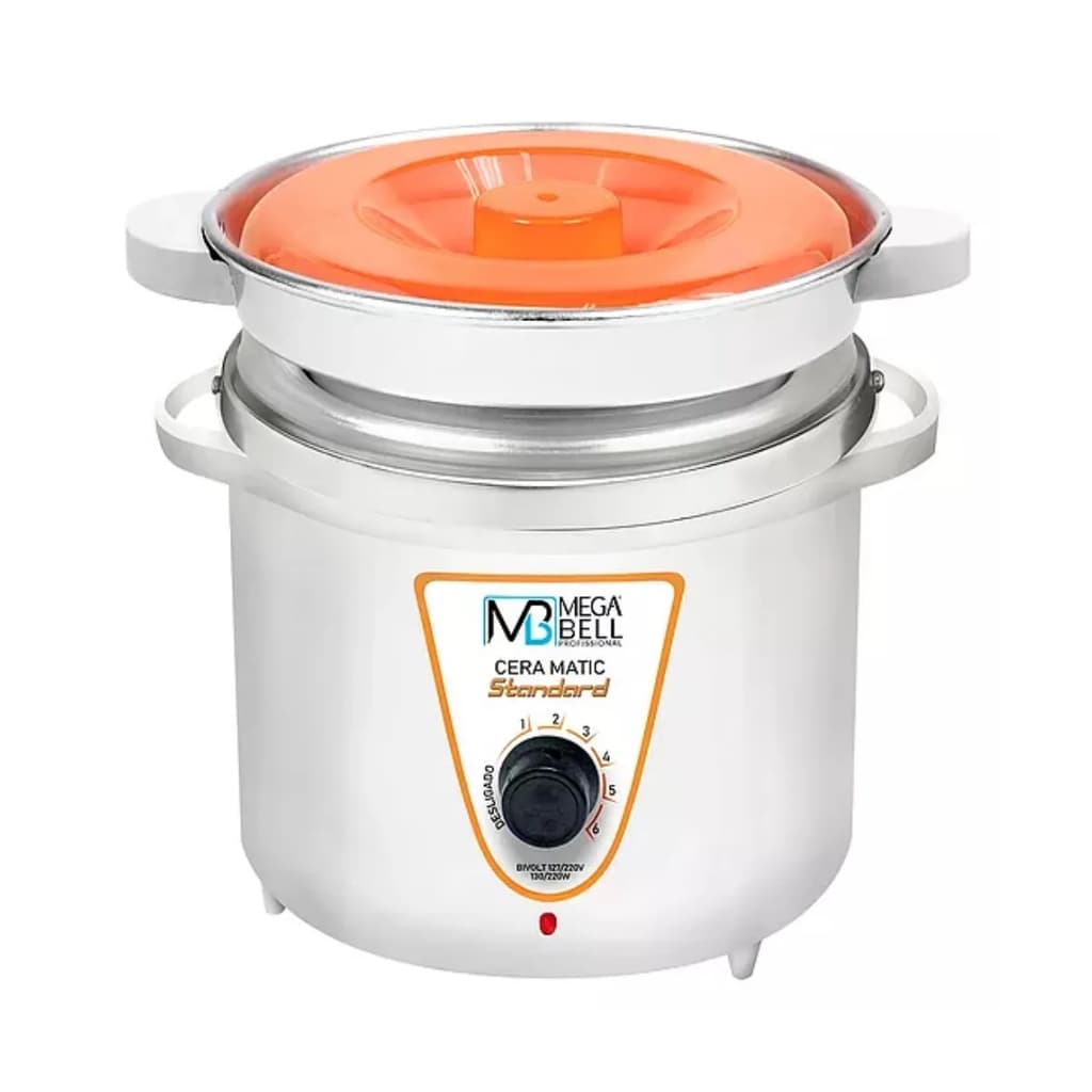 Panela Termocera para depilação Standard 900g Bivolt Com Refil Branca Com Laranja (7178 MB)