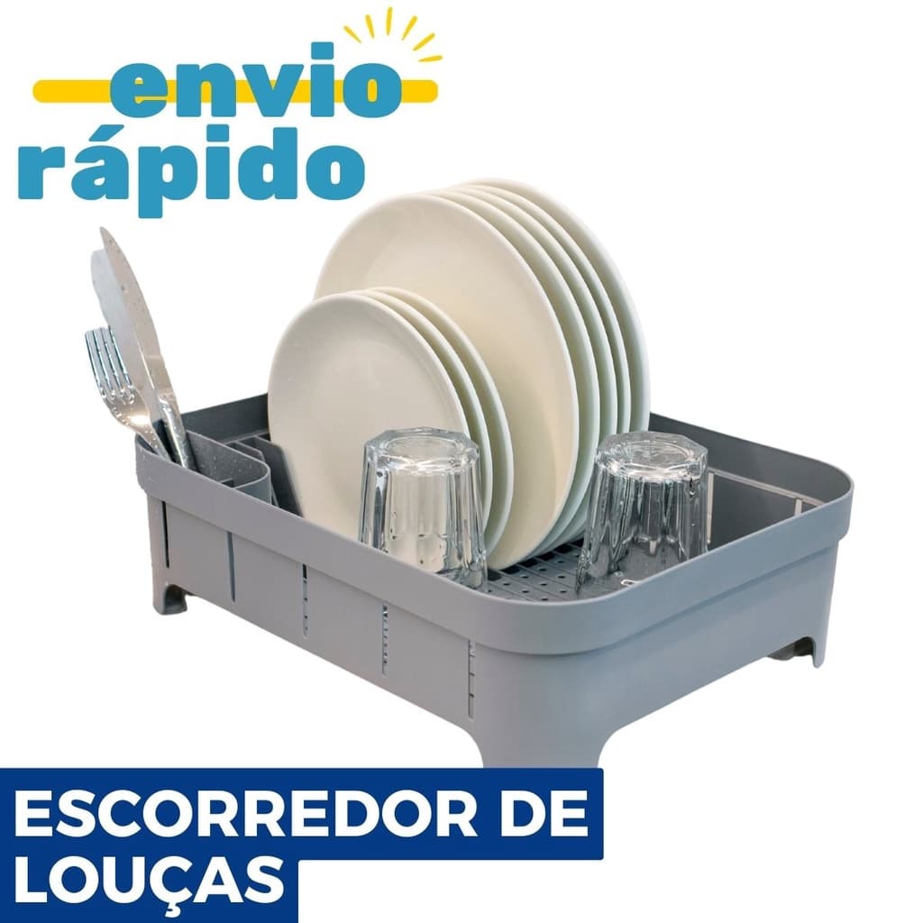 Escorredor De Louças Pratos Talheres Plástico Resistente 12 Pratos Trium
