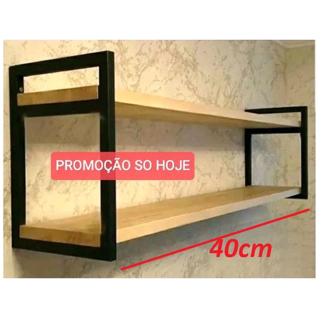 Prateleiras/kit Dupla Nicho Estilo Industrial Madeira organizador 40cm