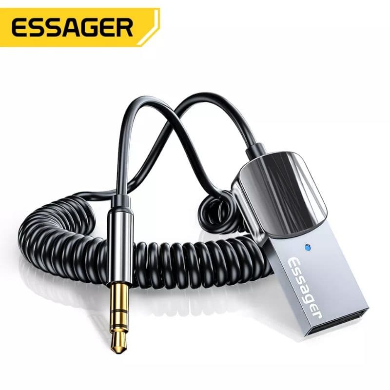 Adaptador Bluetooth Essager som Estéreo - Tocar Música e Ligação Bluetooth no Som do Carro Pelo Auxiliar