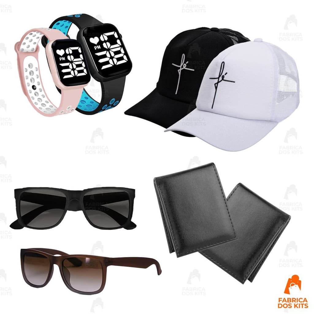 Kit Masculino Relógio + Óculos + Carteira + Boné Promoção .2023n Só Hoje