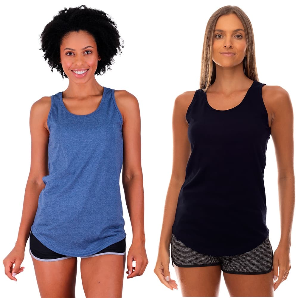 Kit 2 Regatas Longline Feminina MXD Conceito Casuais Fitness Lisas Peças Básicas