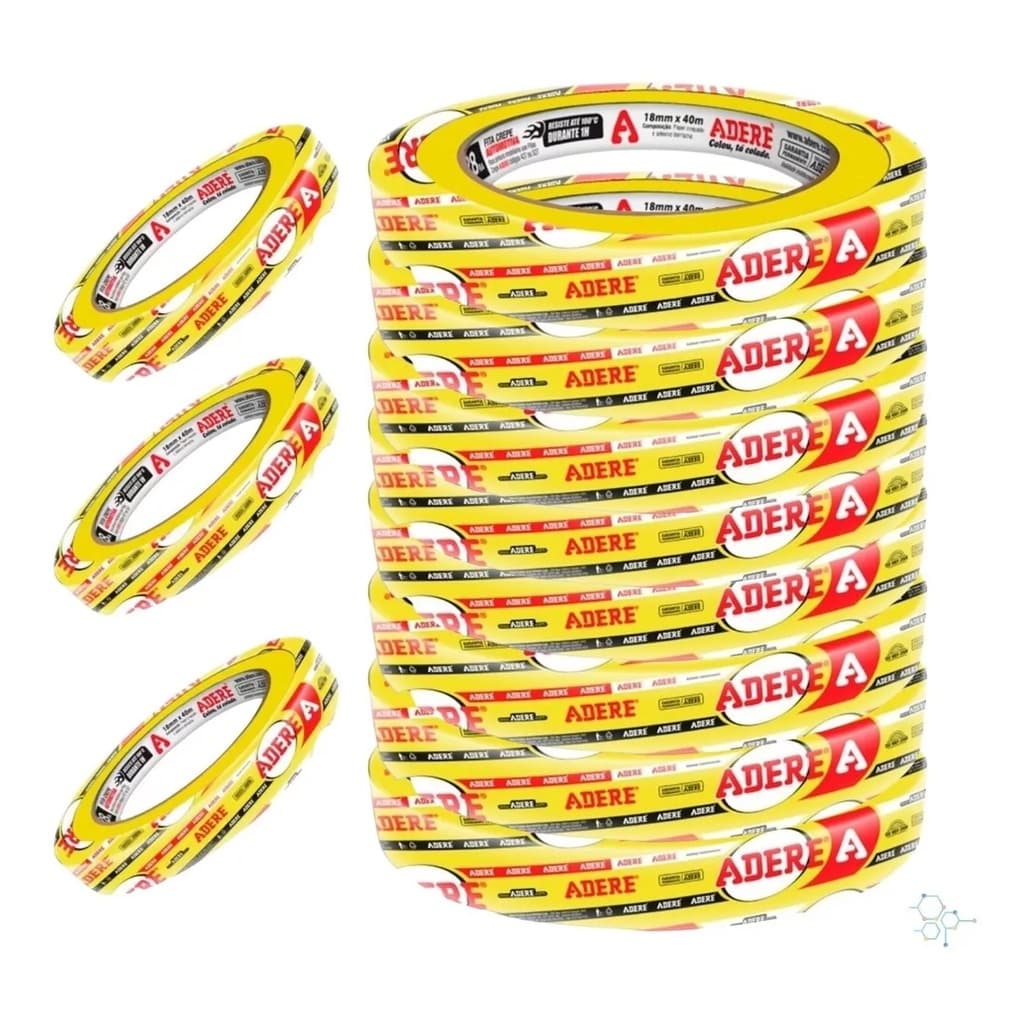 Fita Crepe Automotiva Amarela 18x40m Adere Profissional 32un