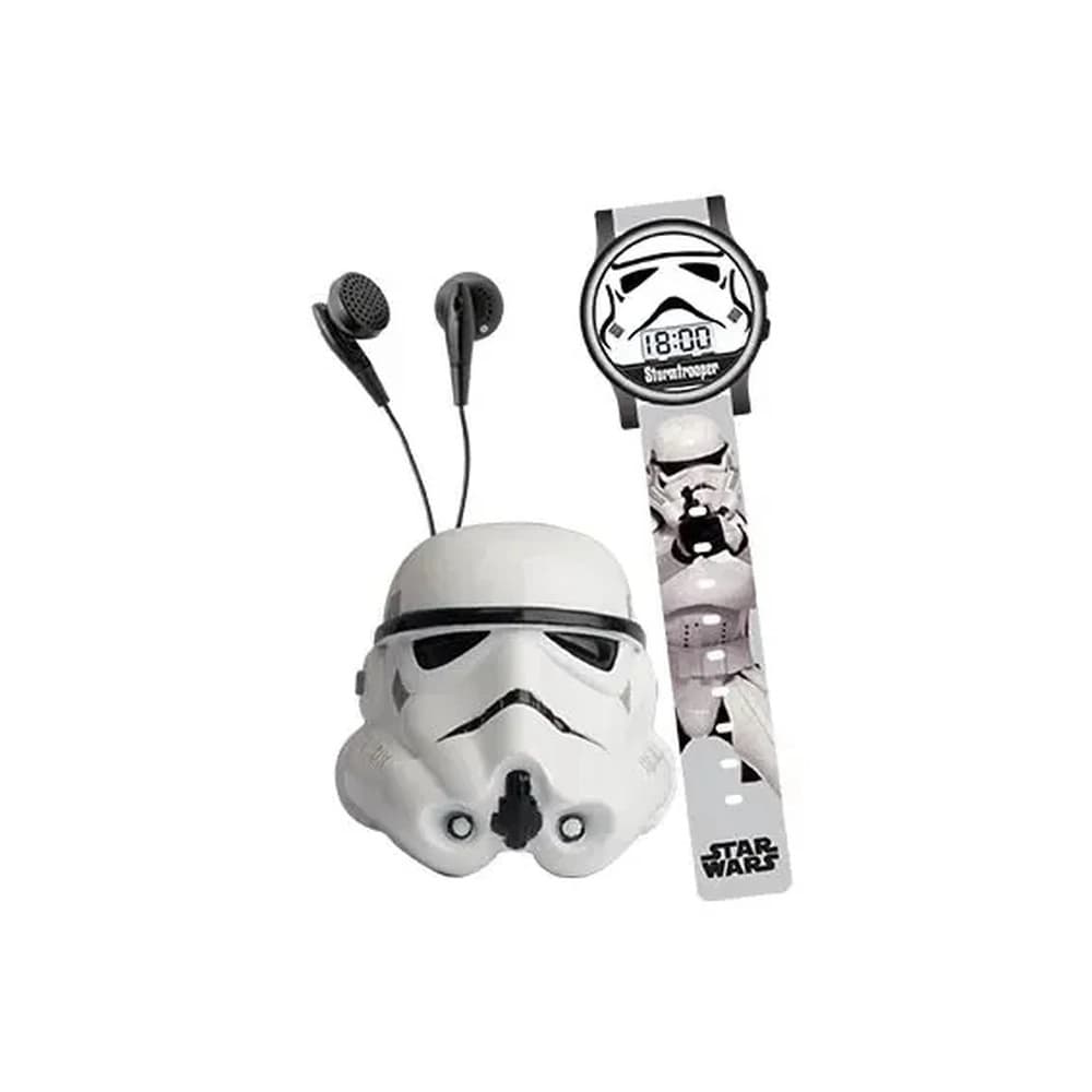 Caixa de som e Relógi radio FM Space Com Fone de Ouvido Set Rádio Stormtropper + Relógio Star Wars Candide
