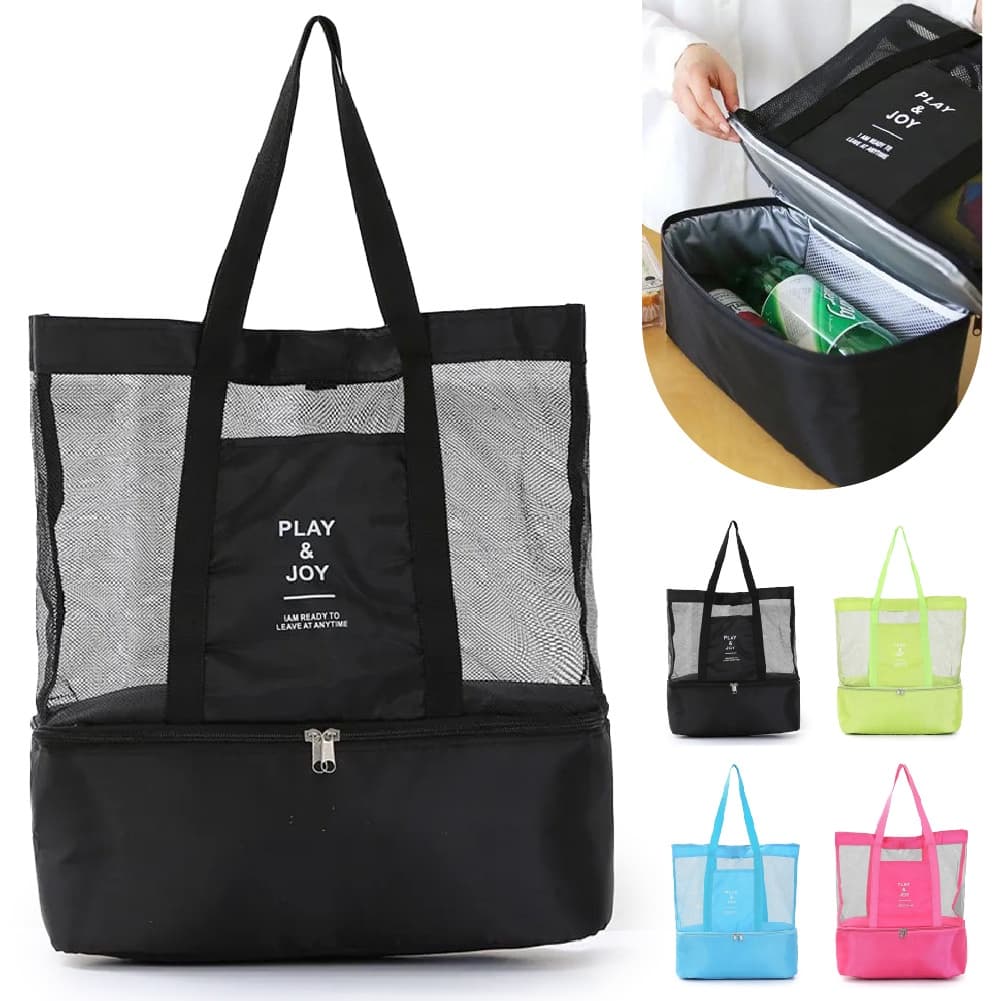 Bolsa De Praia Grande Telada C/ Compartimento Cooler Térmico Play e Joy Verão 2023