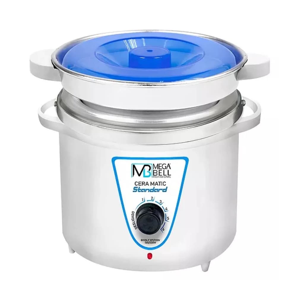 Panela Termocera para depilação Standard 900g Bivolt Com Refil Branca Com Azul (7124 MB)
