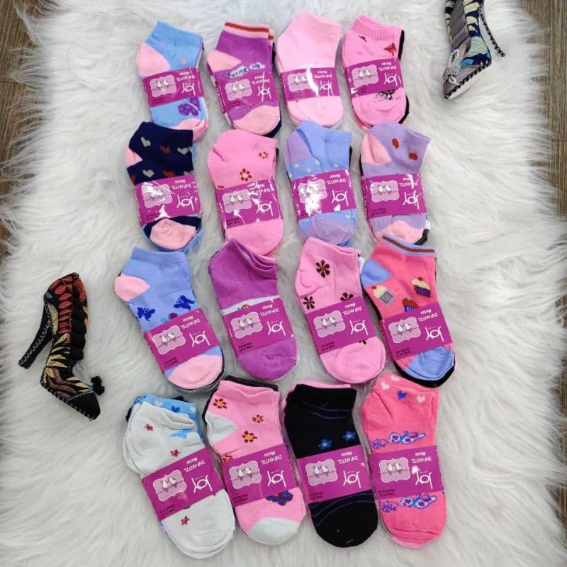 Kit com 3 6 12 Pares de Meias Infantil soquete Femina 2-10anos