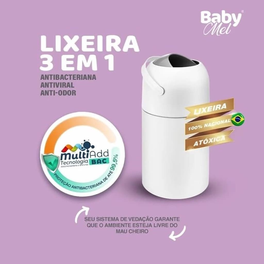 Lixeira Anti Odor Lixo Magico para Fraldas Bebê Antiodor Resíduos Pet Anti-odor Mágica