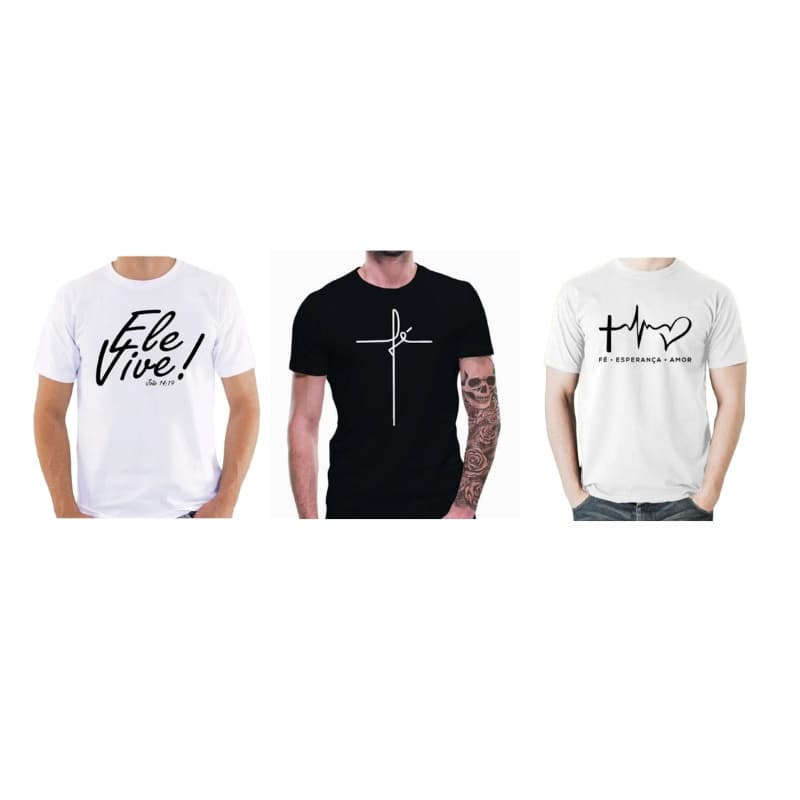 Camisetas 100% Algodão  fio 30/1- Combo com 3 unidades.