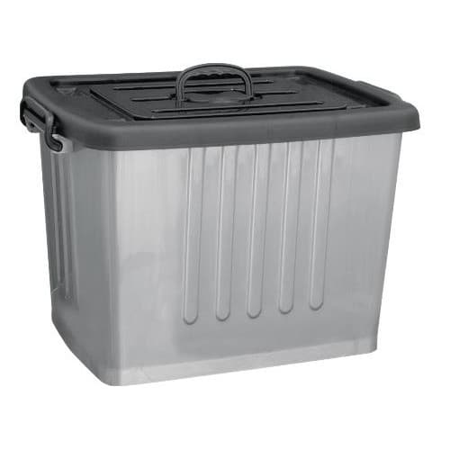 CONTAINER ALTO C/ RODIZIO 54 L-60X41X34CM PRATA