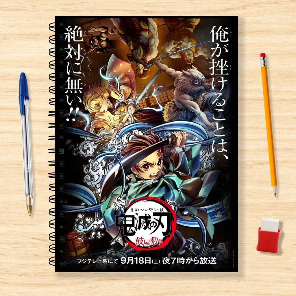 Caderno Universitário Personalizado Anime Demon Slayer 1 matéria 96fls, 5 matérias 120fls ou 10 matérias 180fls