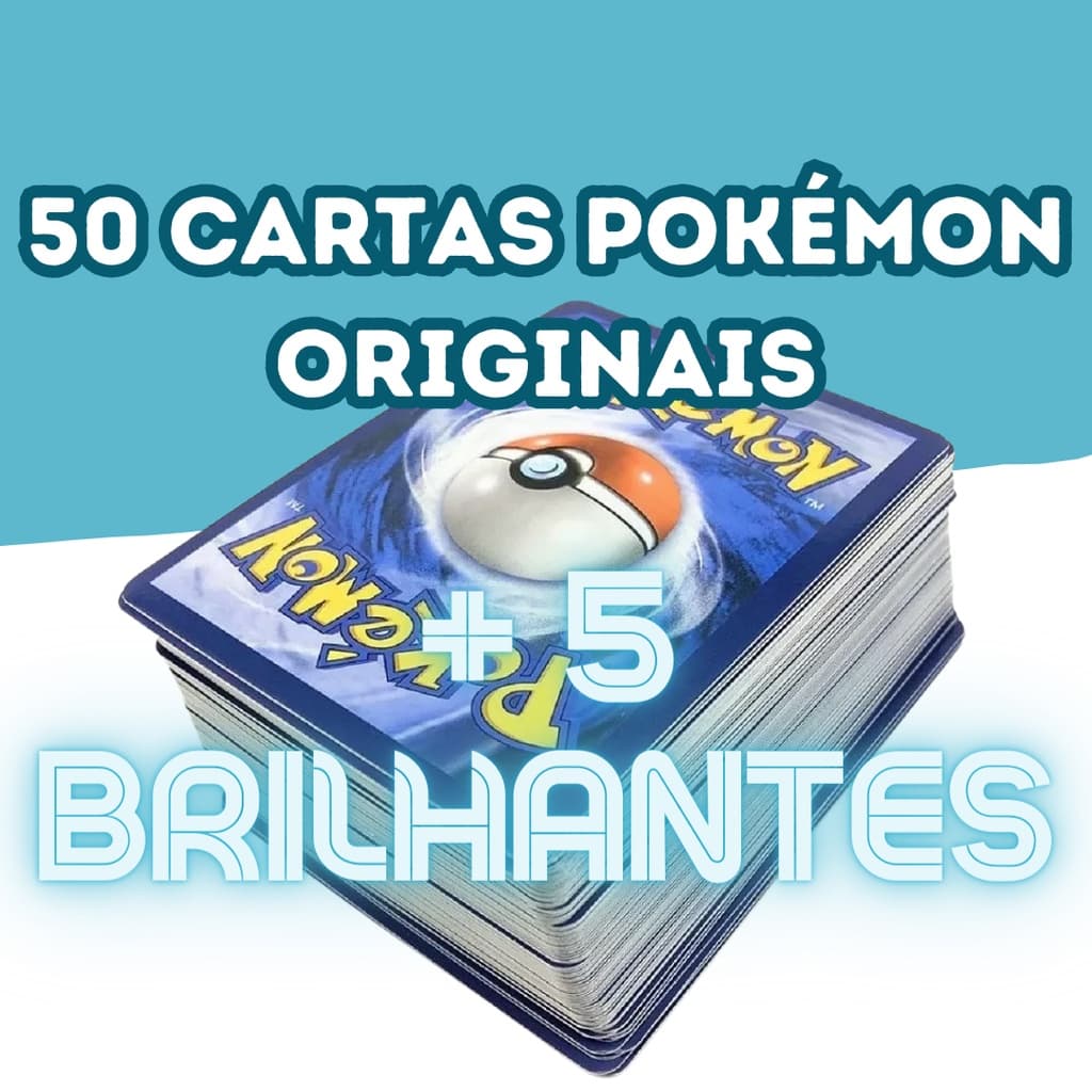 50 cartas Pokémon + 5 cartas brilhantes - Originais Copag - Sem Repetidas
