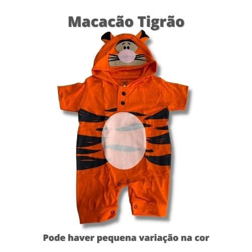 Macacão curto Tigrão. Roupa tematica para mesversario infantil. Para bebê. 100% algodão.
