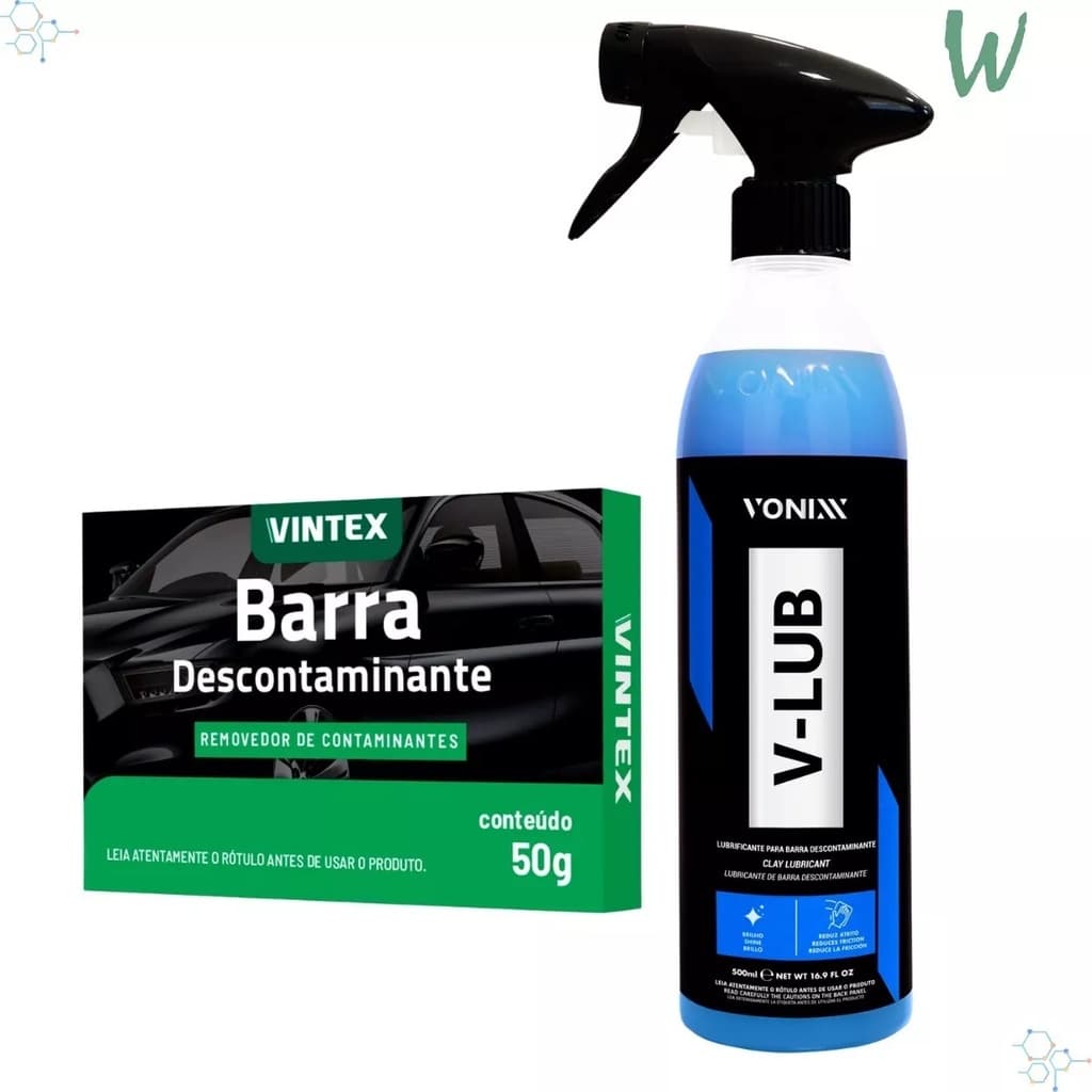 Kit Descontamina Pintura Clay Bar Vintex 50g + V-lub Vonixx
