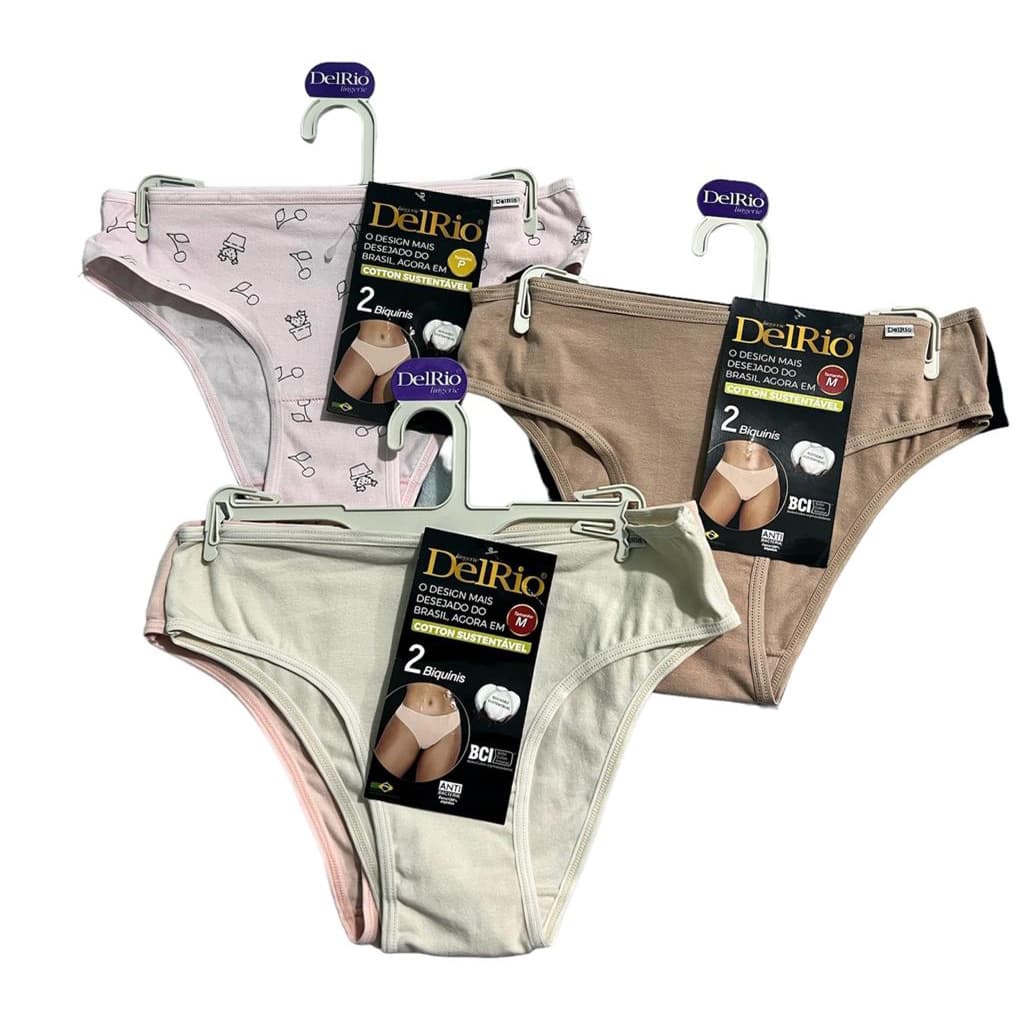 Kit 2 calcinhas Cotton Del Rio Tamanhos P/M/G/GG