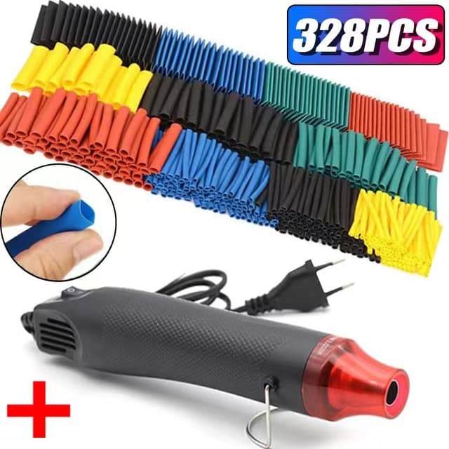 [Entrega 24 horas]328 Peças Tubo Encolhível De Calor 2 : 1 Linha Conexão De Fio De Protetora ,com 300w soprador térmico