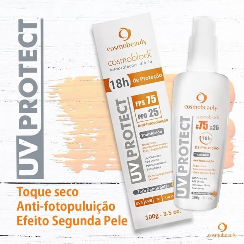 Filtro Solar Cosmoblock Antipoluição Translúcido FPS 75 100g