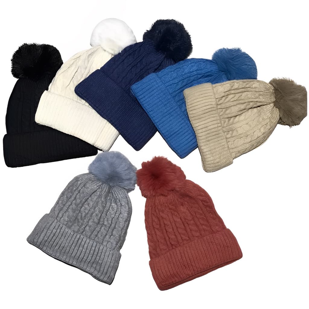 Gorro/Touca juvenil e Infantil com pompom liso Forrada Por Dentro para o inverno unissex moda novo 2023