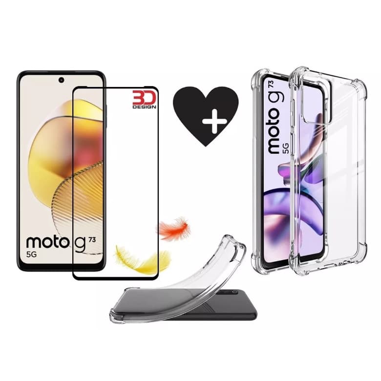 Kit Capa Capinha Moto G73 5G Tela 6,5  + Película de Vidro 3D