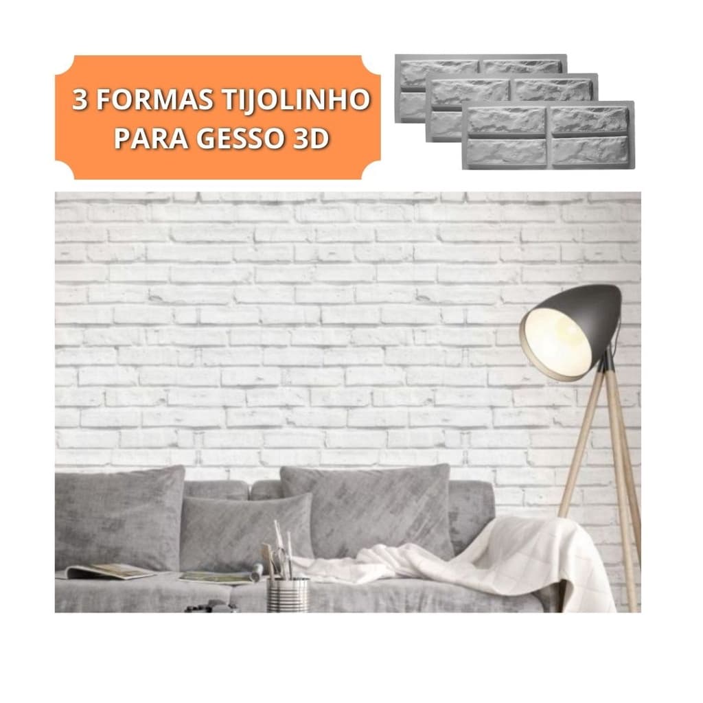 3 Formas Para Gesso 3d - Parede Imitando Tijolinho Gesso