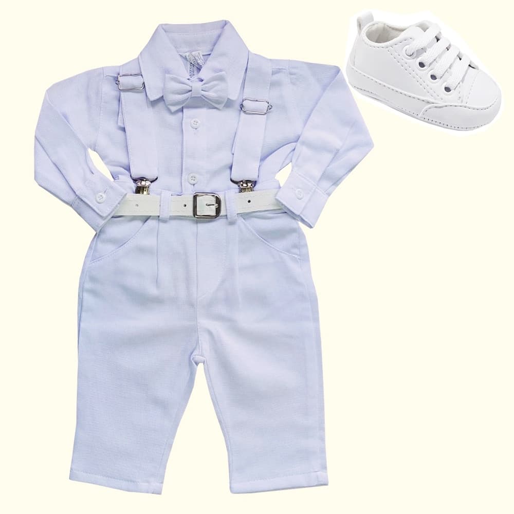 Conjunto de Batizado Completo Com Sapato Festa Apresentação Evangélica Para Bebê Menino