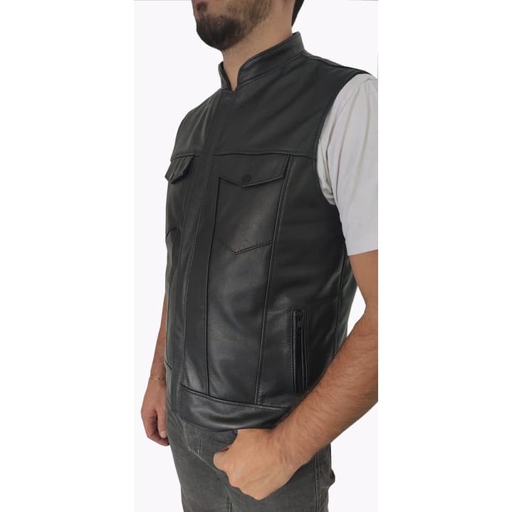 Colete Motociclista Masculino  de Couro Sons Of Anarchy .