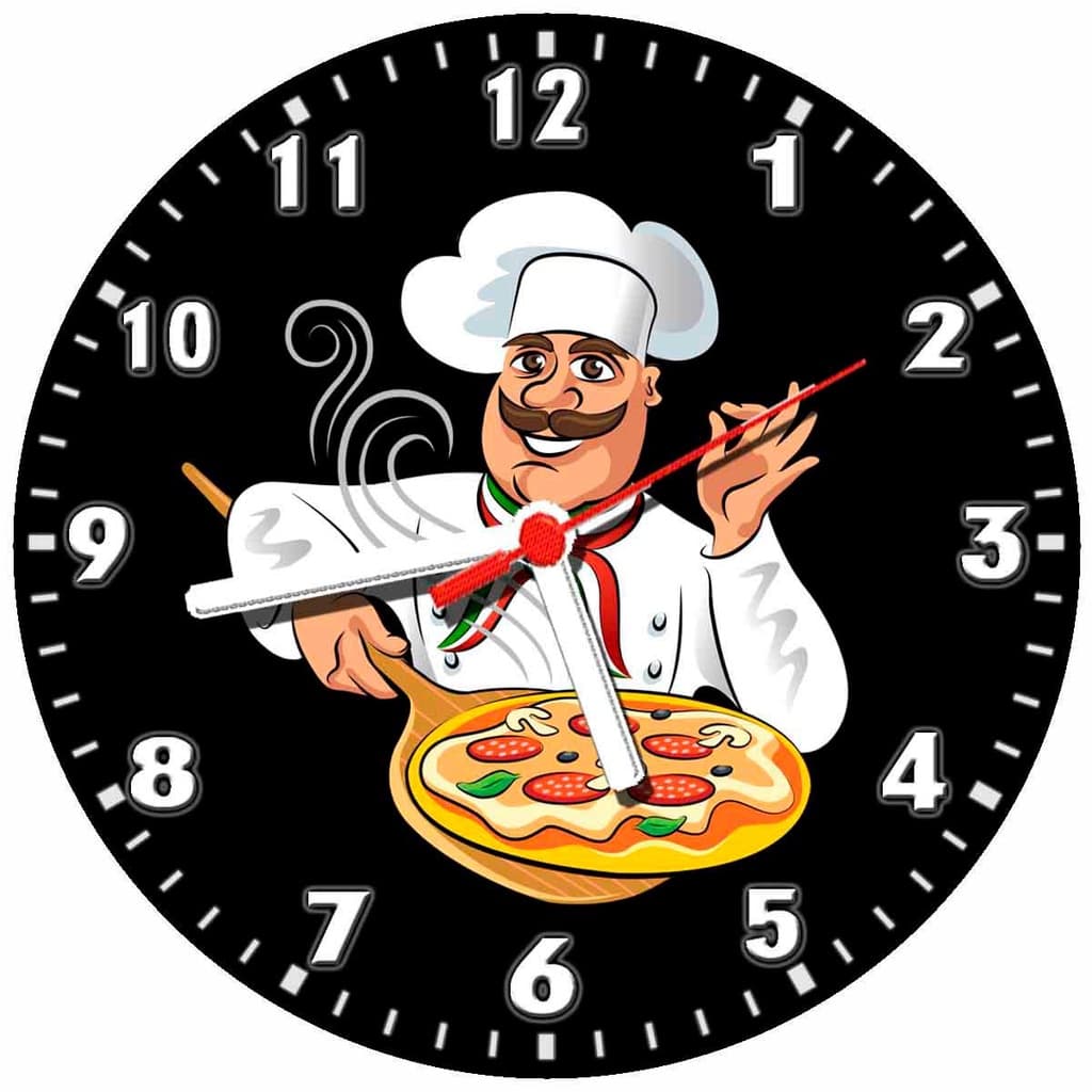 relógio de parede decoração casa cozinha cozinheiro pizza pizzaria - tamanho - 30 cm