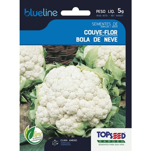 Sementes de Couve Flor Bola de Neve Branca 5 Gramas Horta Saladas