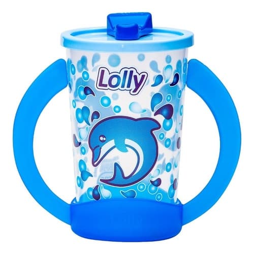 Copo Treinamento Oceano C/ Alça 350ml Lolly - Azul e Rosa - Copo Transição