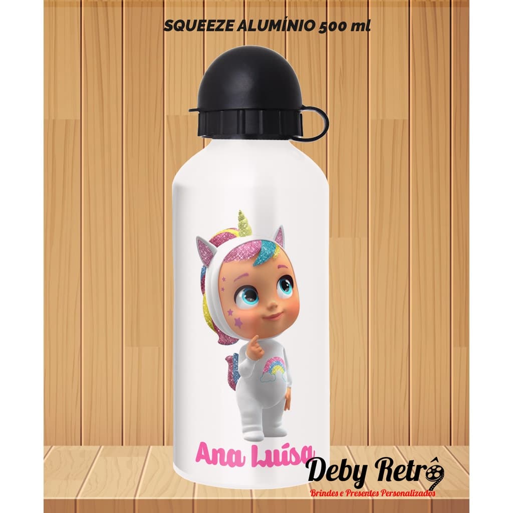 Garrafa Cry baby personalizada com nome, Garrafa squeeze alumínio com nome 500ml, Garrafa cry baby, garrafa escolar, garrafinha infantil, garrafa de água cry baby, garrafa de água infantil