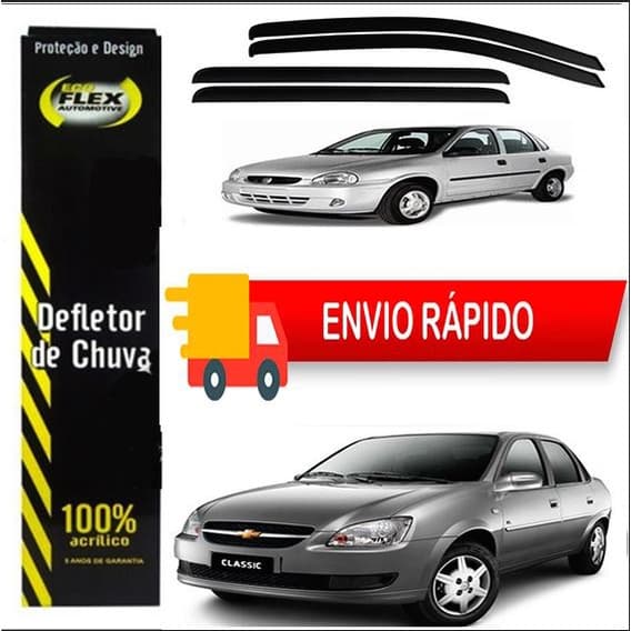 Calha de Chuva: Corsa Classic, Sedan, Hatch, Wagon (1996 a 2015) - 4 portas