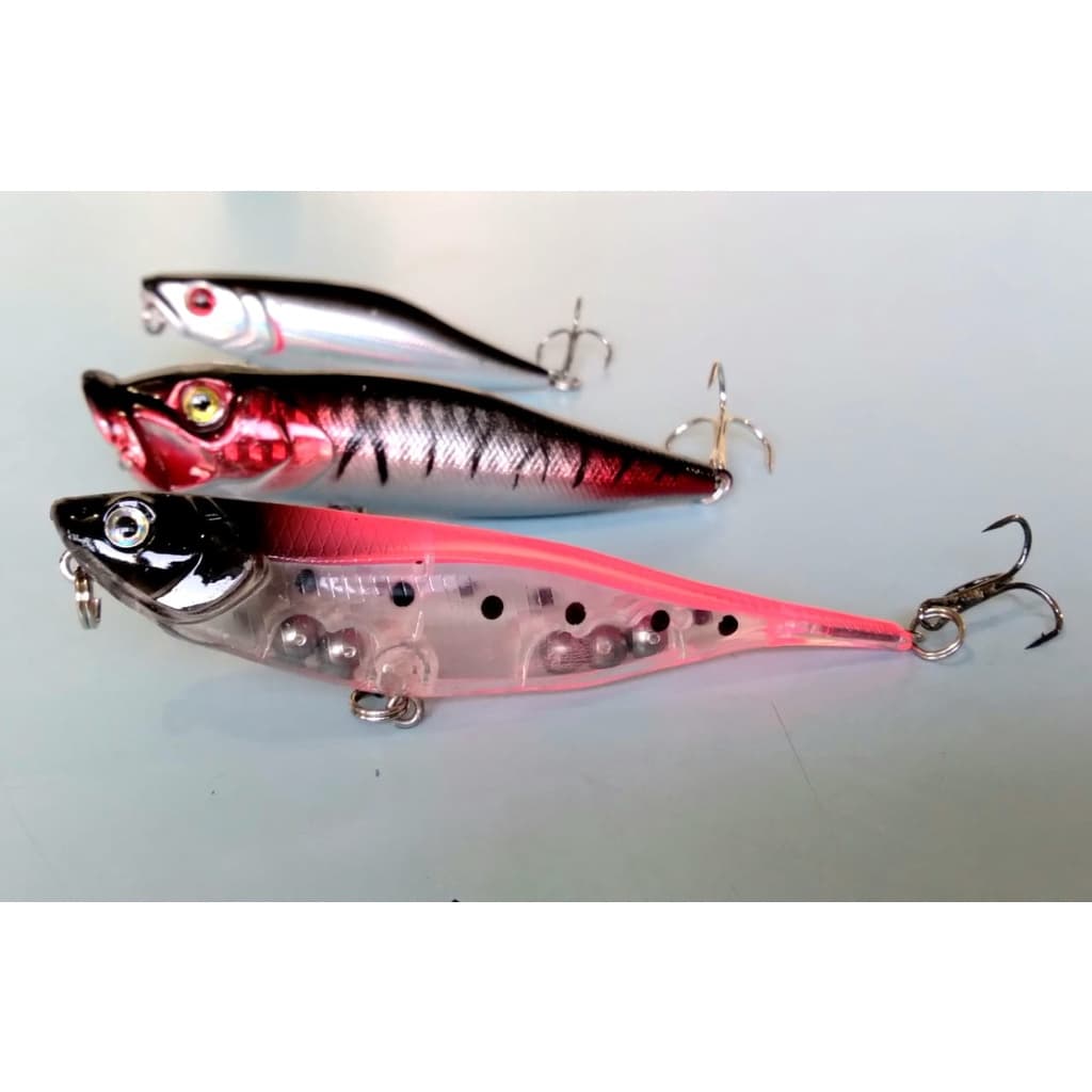 Kit Supremo com 3 Iscas Artificiais de Superfície Para Pesca De Peixes Predadores.