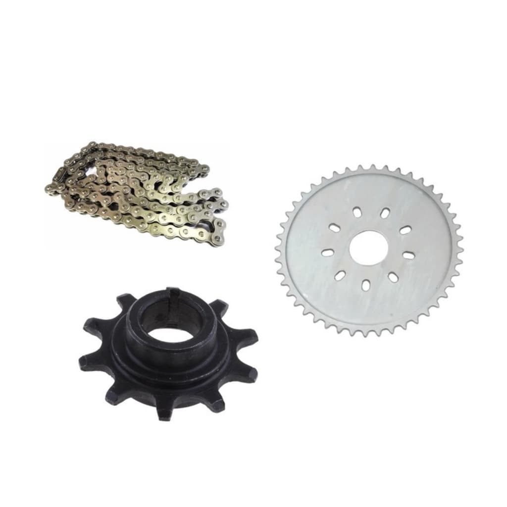 Coroa 44 dentes + Pinhão 10 dentes + Corrente 415 H para bicicleta motorizada