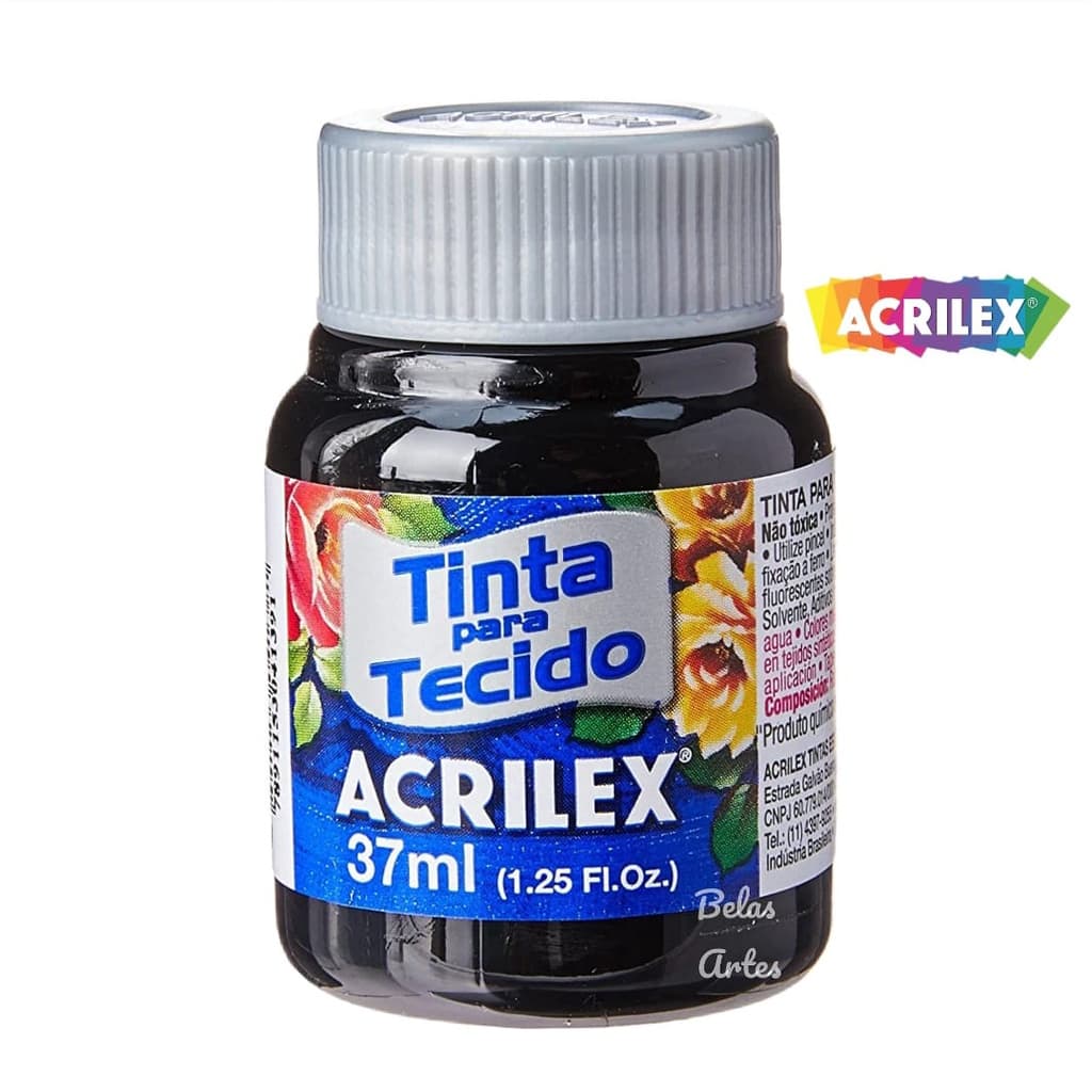 Tinta Tecido Preto / Preta 37ml - Acrilex