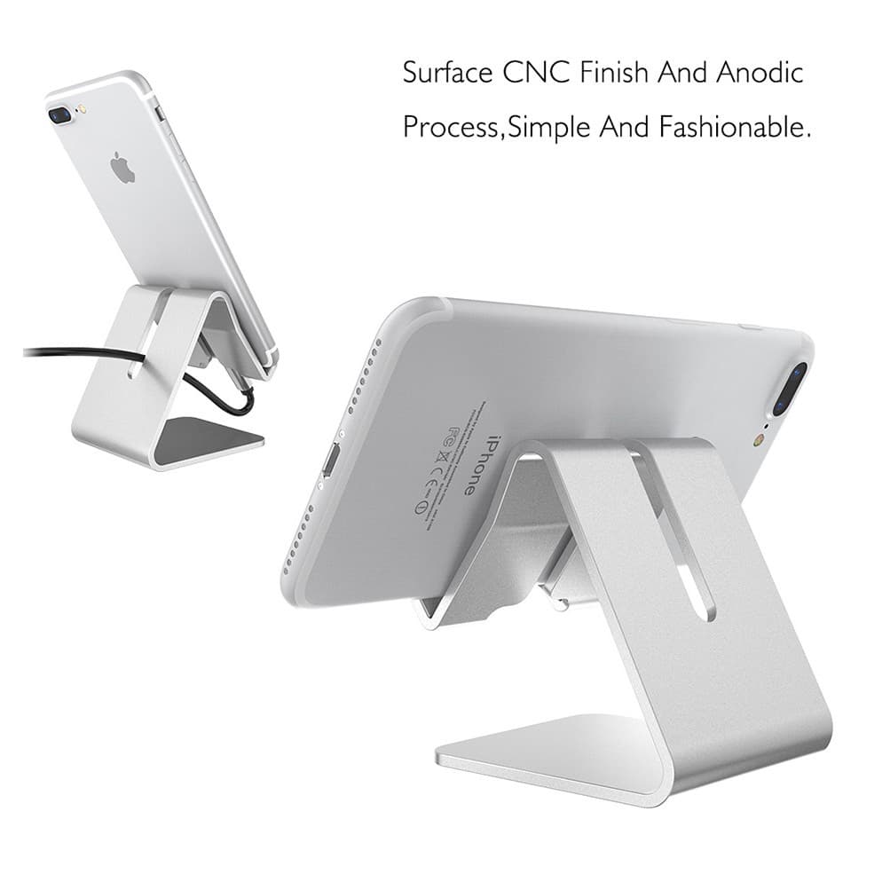 Suporte Metal De Mesa Para iPad iPhone Celular Alumínio Prata