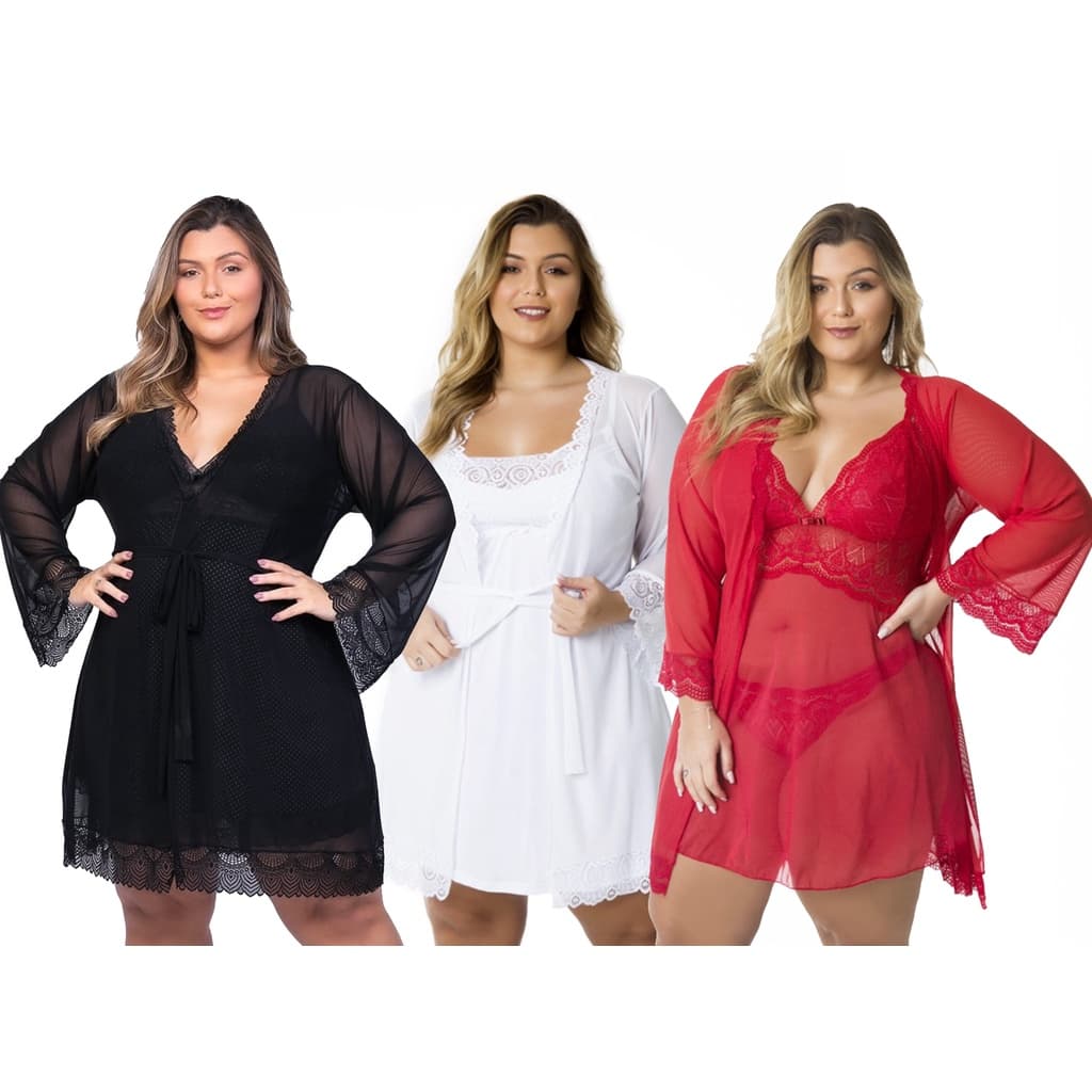 Robe Tule Plus Size Hobbe Renda Sensual Luxo Hoby Noiva