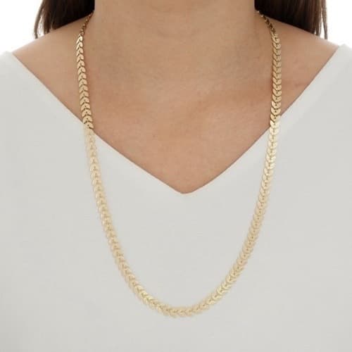 Colar Longo Corrente Feminina 60cm Escama Folheado A Ouro