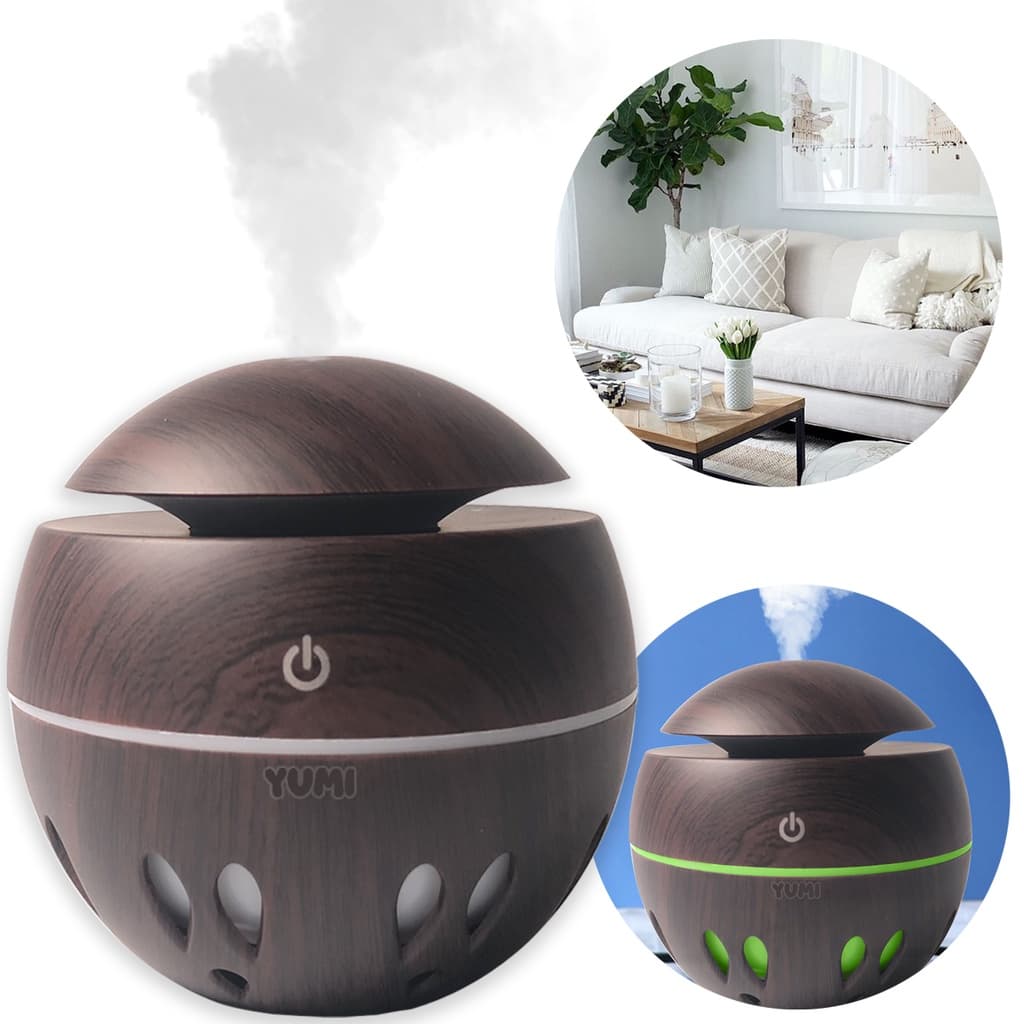 Umidificador Essências Aromas Elétrico Difusor Usb Madeira Yumi
