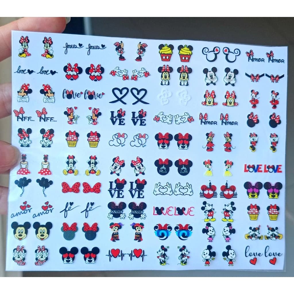 120 Adesivo de Unhas 3D Minnie e Mickey Variados