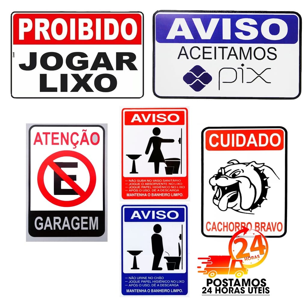 Placa Decorativa Proibido estacionar Sinalização pix Cachorro Avisos Máscara Banheiro Garagem