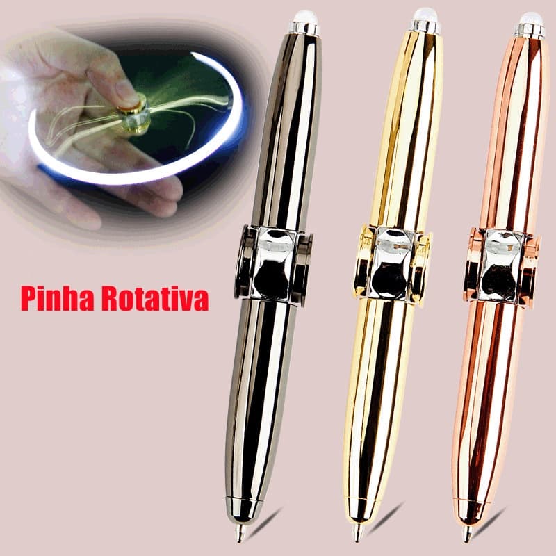 NEW Metal Descompressão Multifuncional Da Ponta Dos Dedos Rotativa Flash Luminoso Criativo Do Dedo Rotativo Caneta Giros