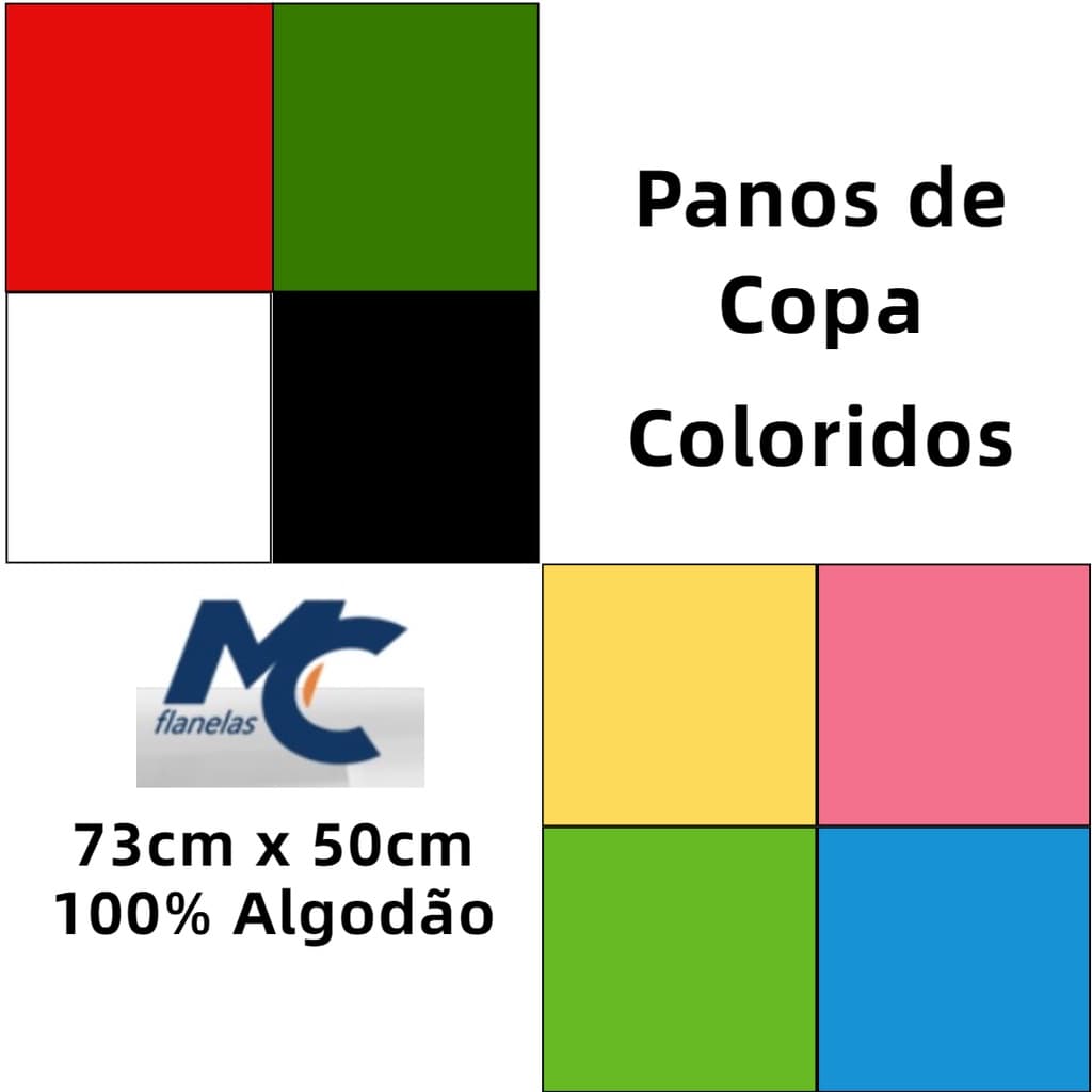 Kit 5 Un Pano de Prato MC09 70cm x 50cm Liso Colorido 100% Algodão