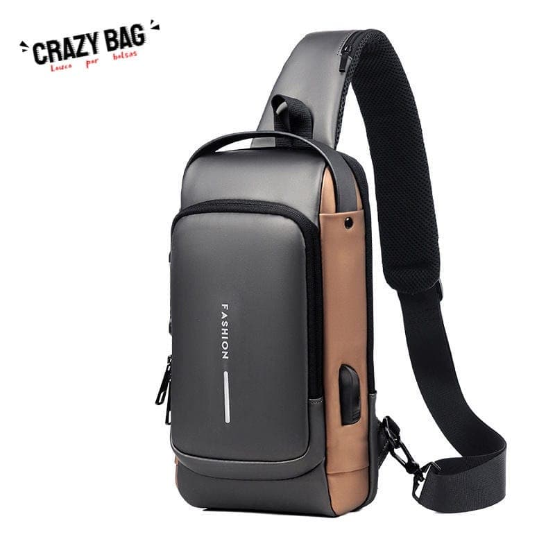 Mochila Anti-Roubo De Ombro Transversal Casual À Prova D'água Com Porta Carregador USB